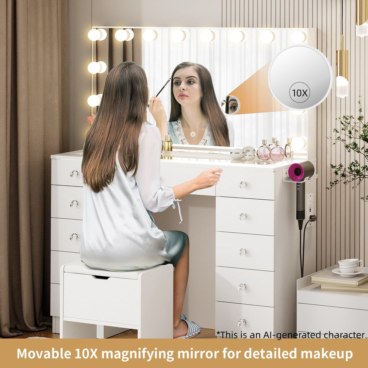 Vanity with Lighted Mirror W42417