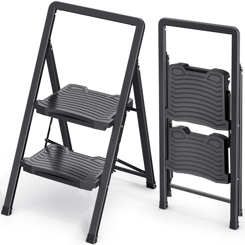 2 Folding Steel Step Ladder with Handrail C253