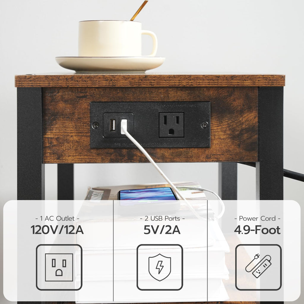 3-Tier Printer Stand with Charging Station and Storage Shelves M143