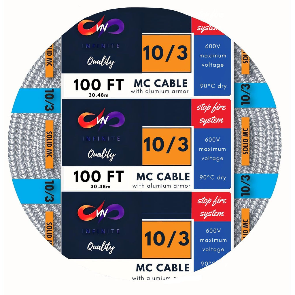 10/3 Metal Clad Aluminum Armor Cable 100 Ft Q903970