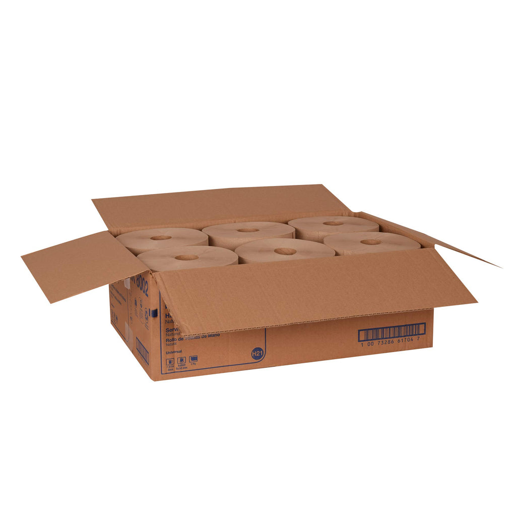 Natural Paper Hand Towel Roll, 6 Rolls x 800 Ft J686