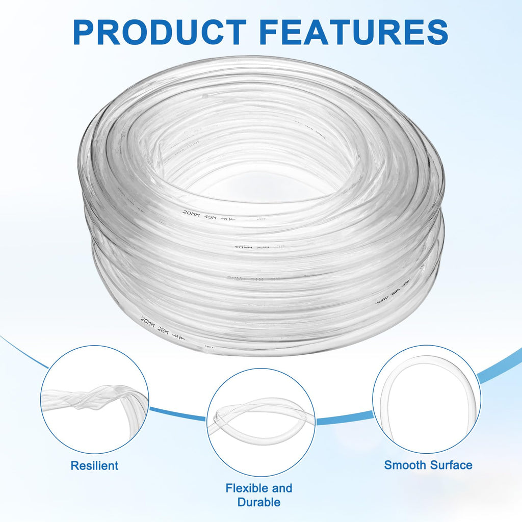 Clear 3/4" ID x 1" OD 100ft Flexible Vinyl Tubing E77153