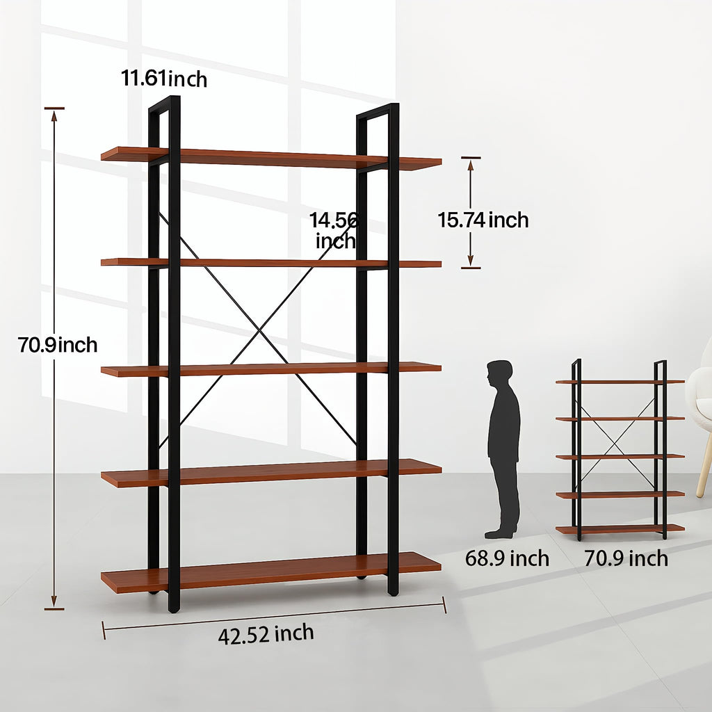 5 Tier Wood and Metal Bookshelf W8601
