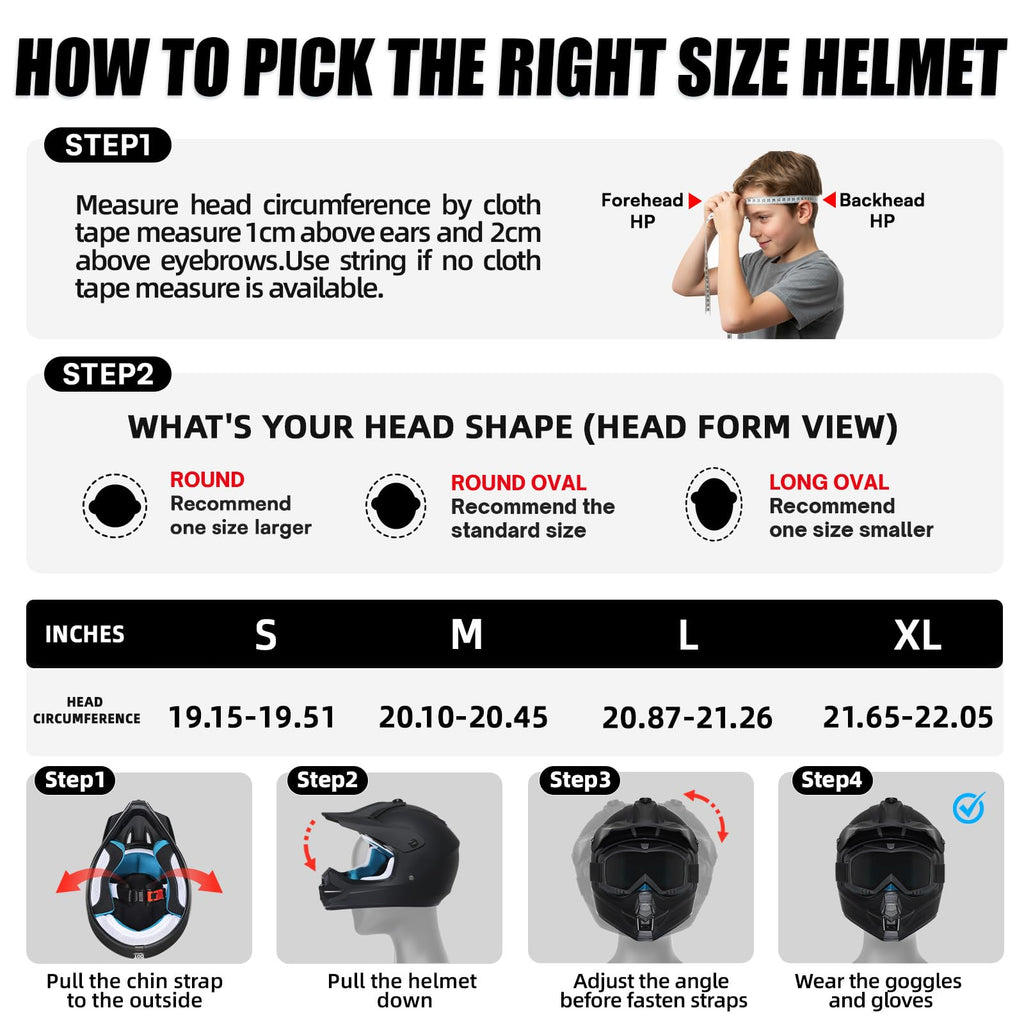 Youth Kids DOT Approved Full Face Motocross Helmet G45276