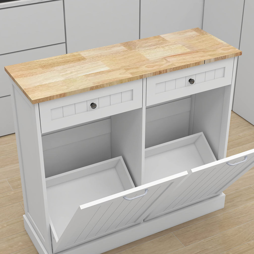 White 2 Drawer Tilt Out Trash Cabinet O489587