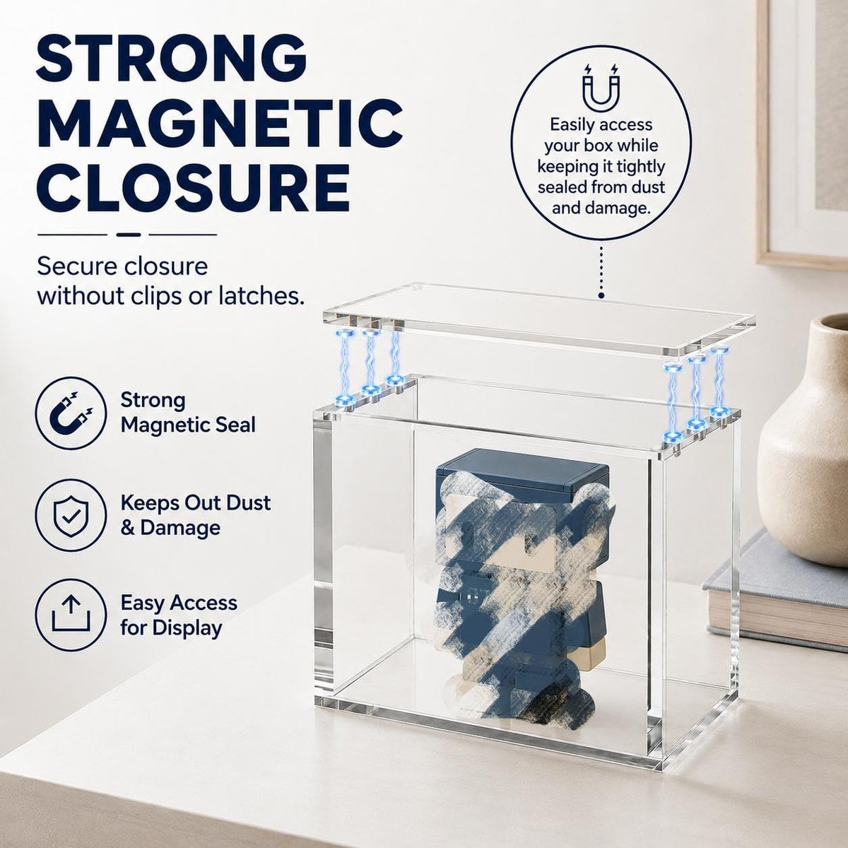 Display Case Stackable 2 Pack 5mm Acrylic Magnetic Lid UV Protection X353
