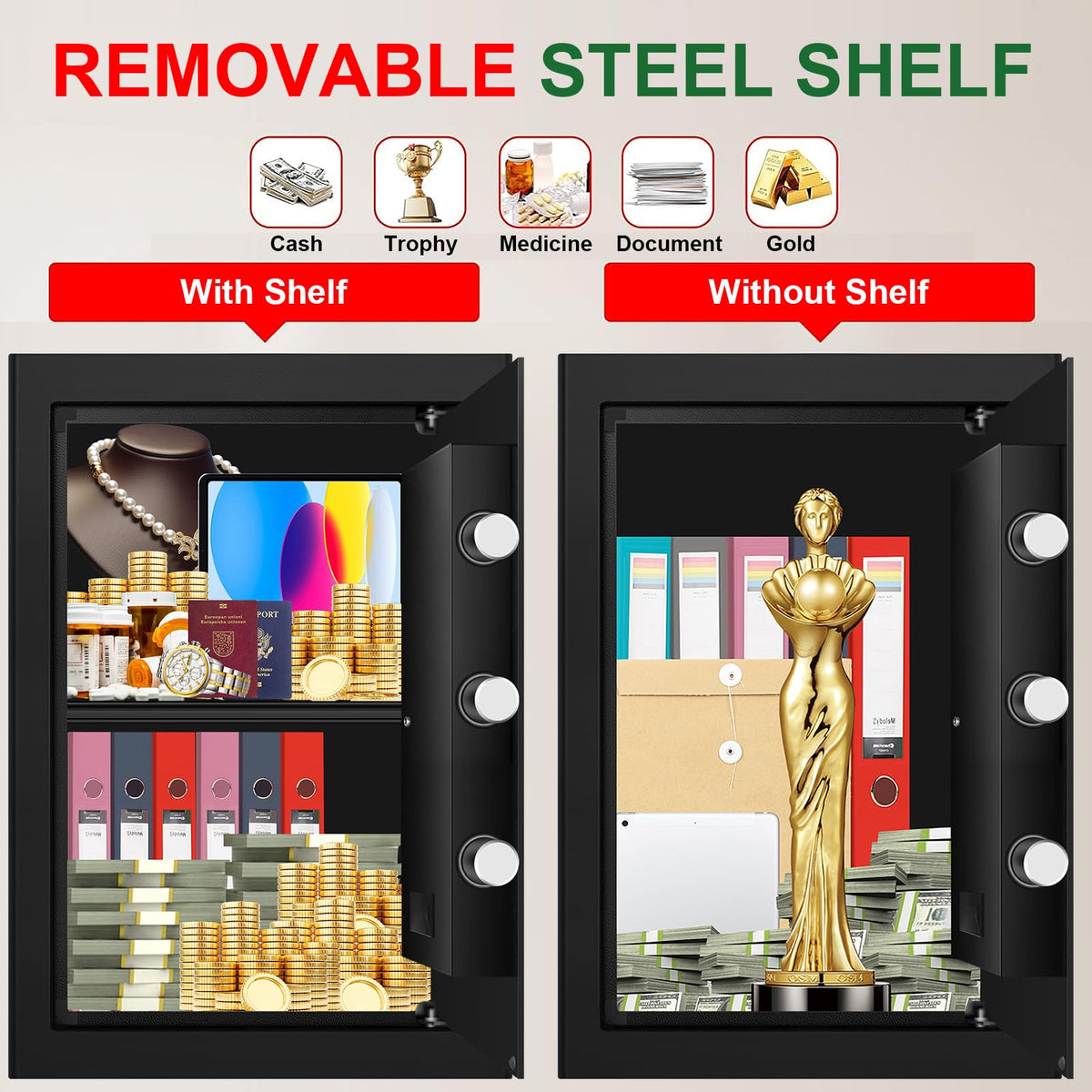 3.3 Cuft Water and Fireproof Safe with Digital Keypad & Key Lock N10955