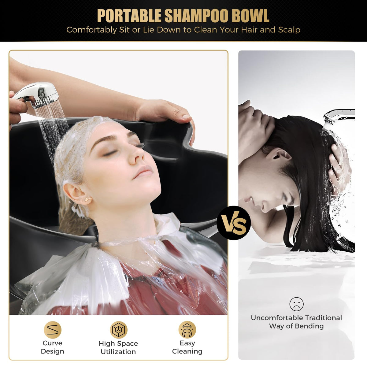 Portable Shampoo Basin with 2 Buckets and Electric Pump O297772