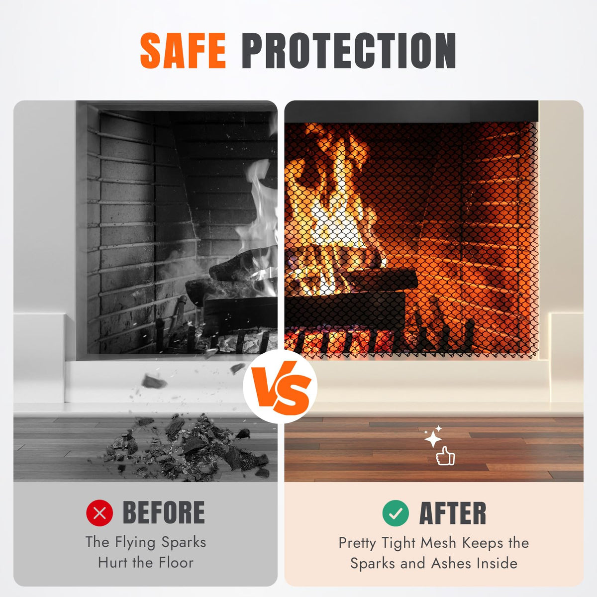 2 Pcs Fireplace Screen Mesh Curtain E949036