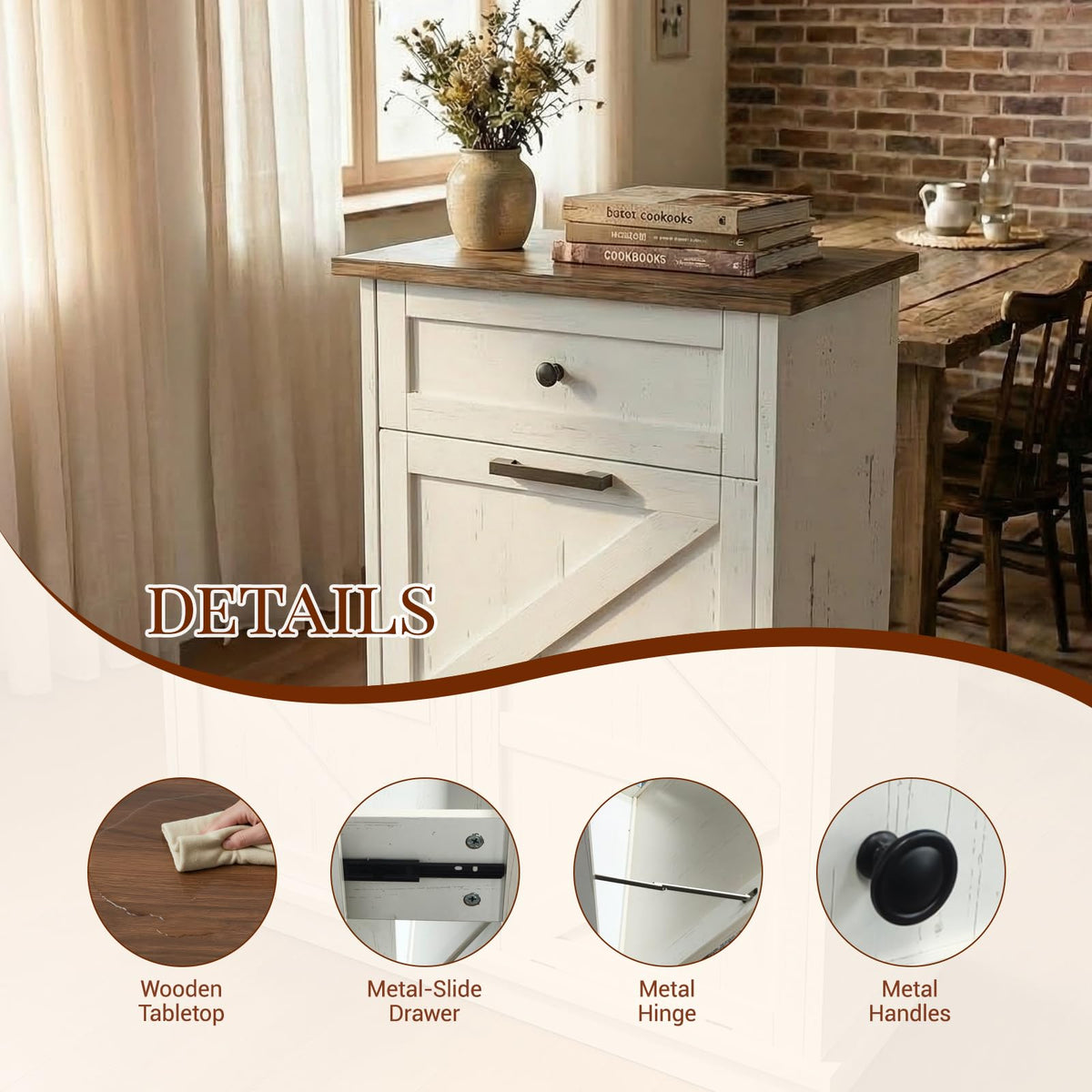 10 Gallon Tilt Out Trash Cabinet with Storage Drawer X907