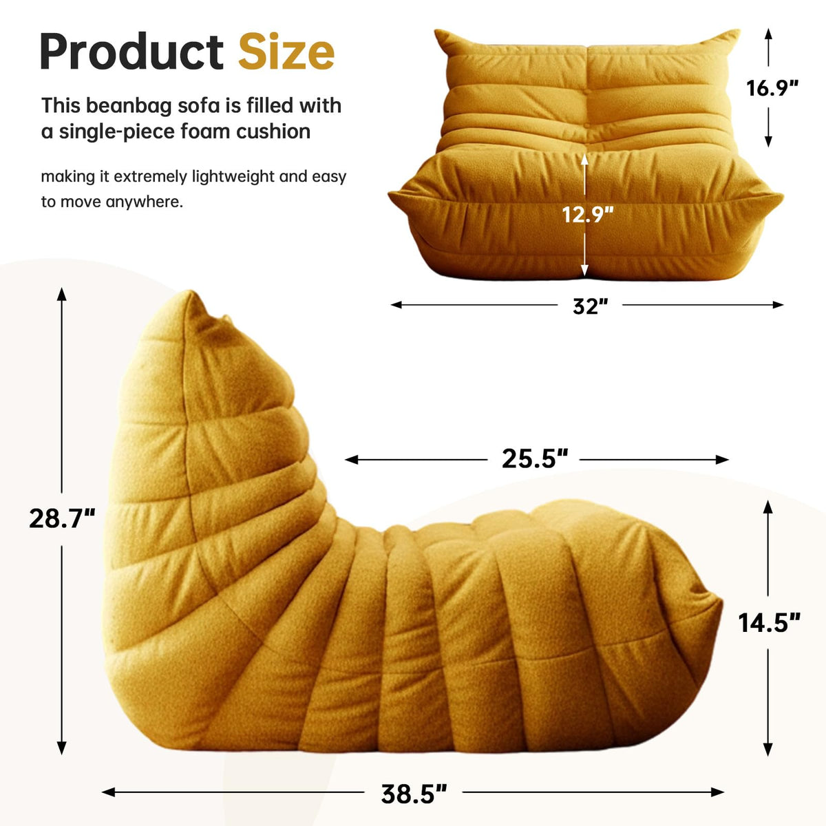 Oversized Memory Foam Bean Bag Chair Y708319