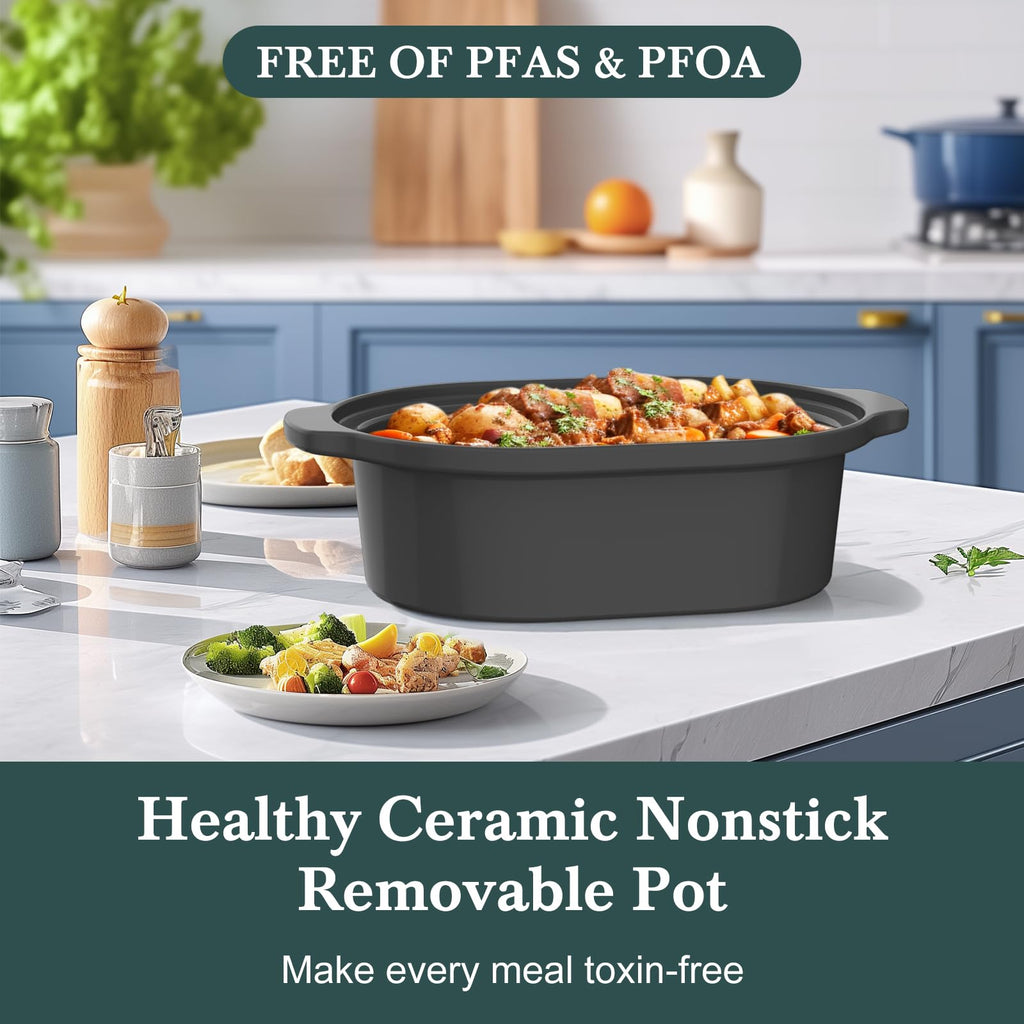 6 Quart Programmable Slow Cooker Nonstick Pot H1323