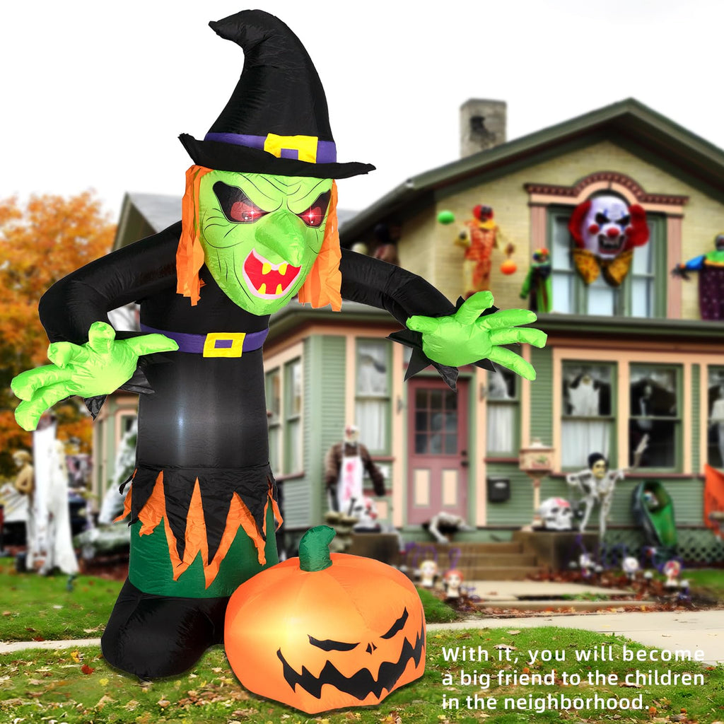 8FT Inflatable Witch Decorations with LED Lights T87564
