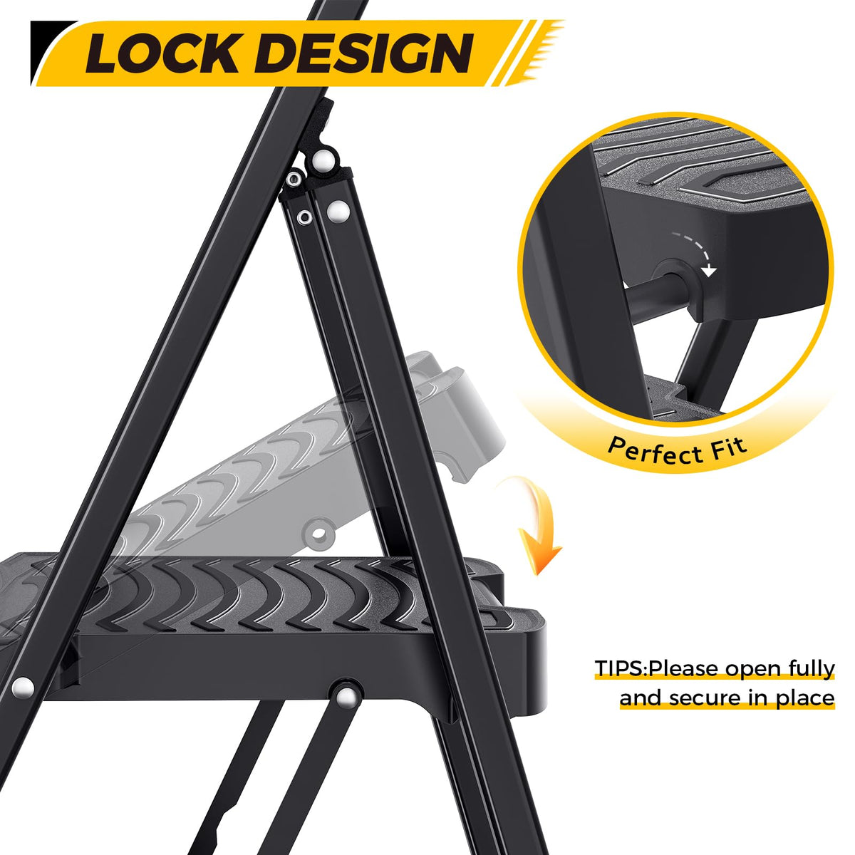2 Folding Steel Step Ladder with Handrail C253