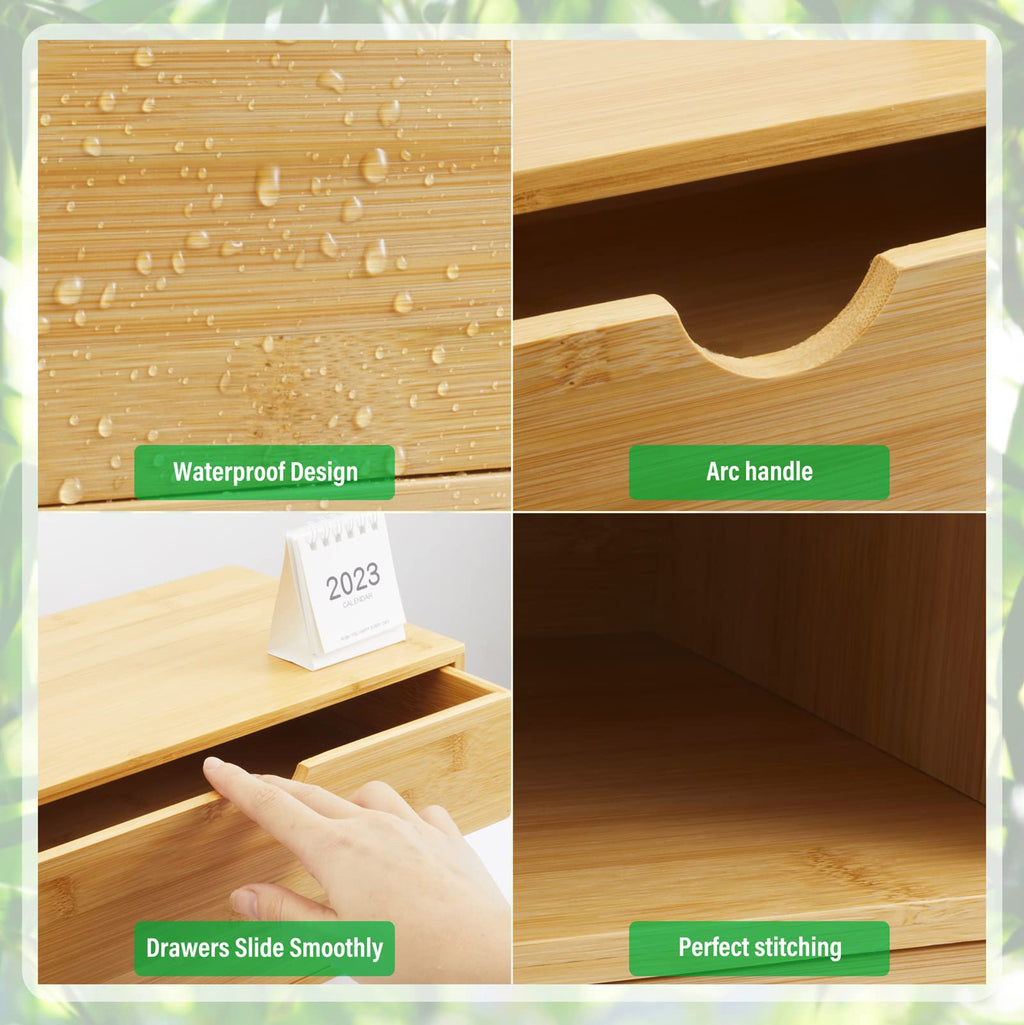 Bamboo Desk Organizer with Drawers W600