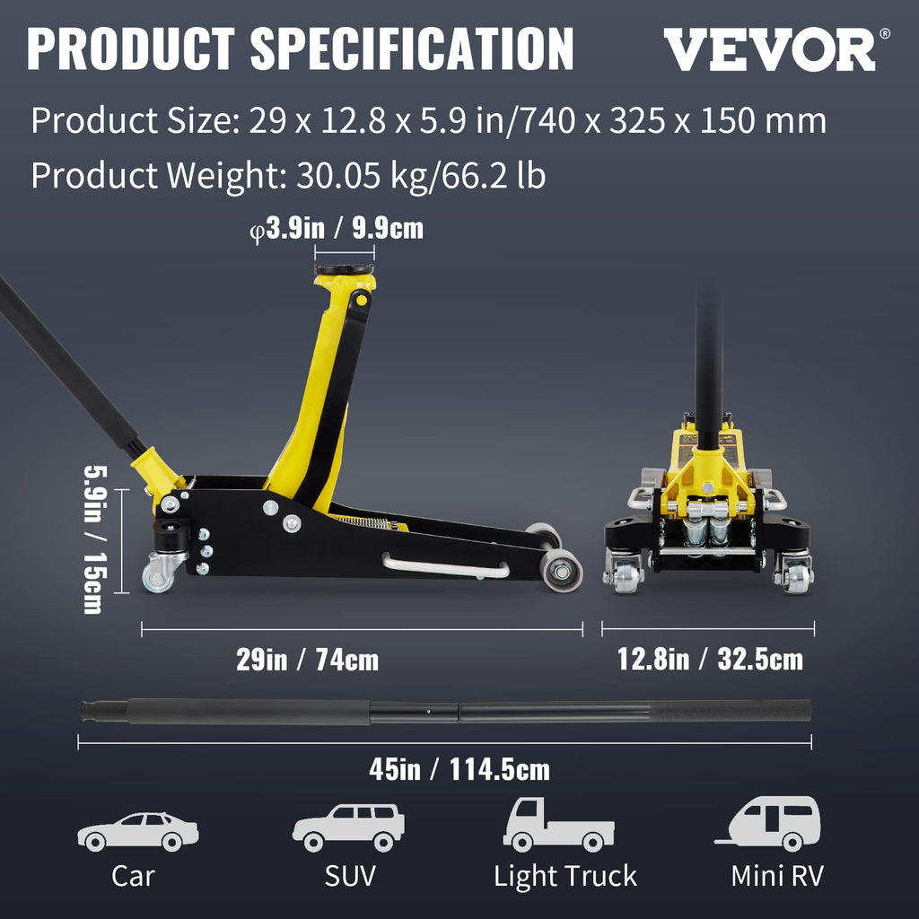3 Ton Low Profile Aluminum Steel Floor Jack R150
