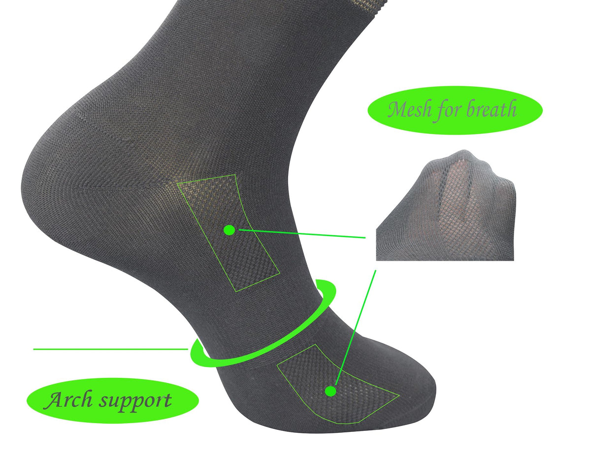 Men's 6 Pairs Bamboo Rayon Breathable Mid-Calf Socks with Arch Support I10753