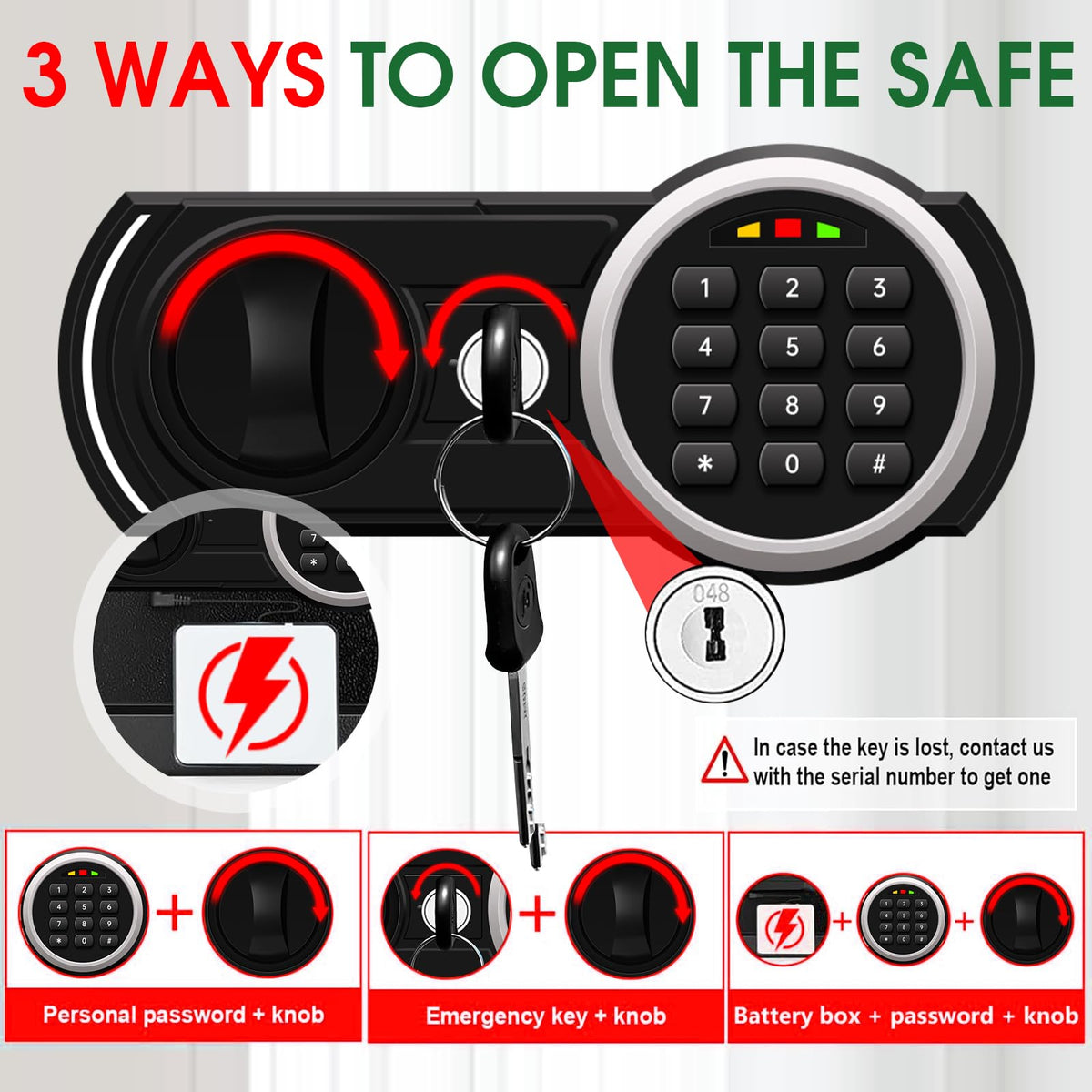 3.3 Cuft Water and Fireproof Safe with Digital Keypad & Key Lock N10955