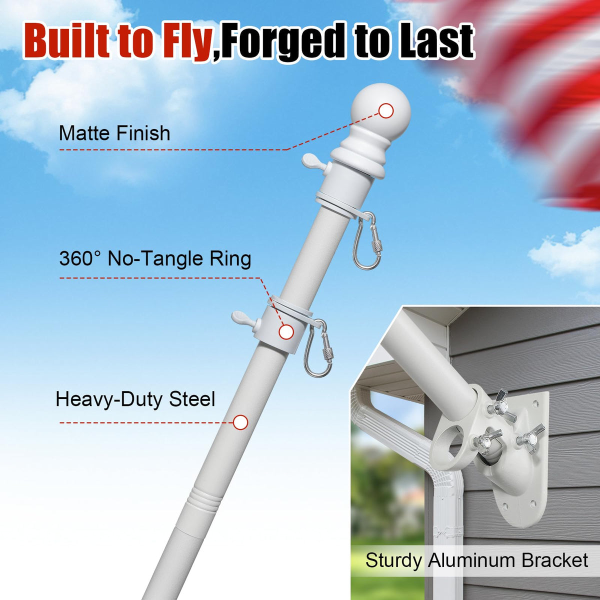 5ft Heavy Duty Stainless Steel Flag Pole W571506