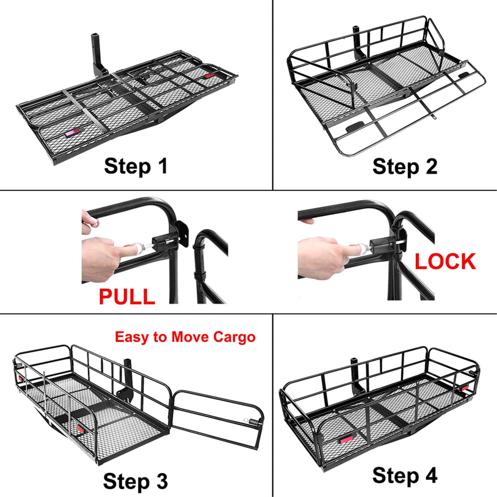 Heavy Duty Folding Hitch Mount Cargo Carrier 60" x 24" x 14.4" G93931