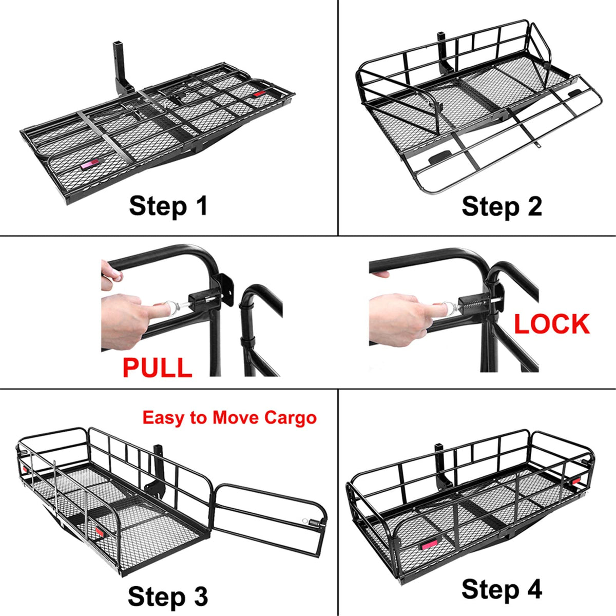 Heavy Duty Folding Hitch Mount Cargo Carrier 60" x 24" x 14.4" G93931