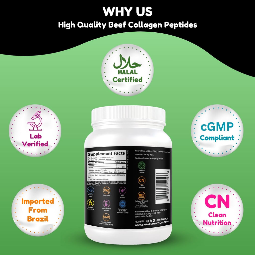 Unflavored Hydrolyzed Collagen Peptides Powder 1LB U19009