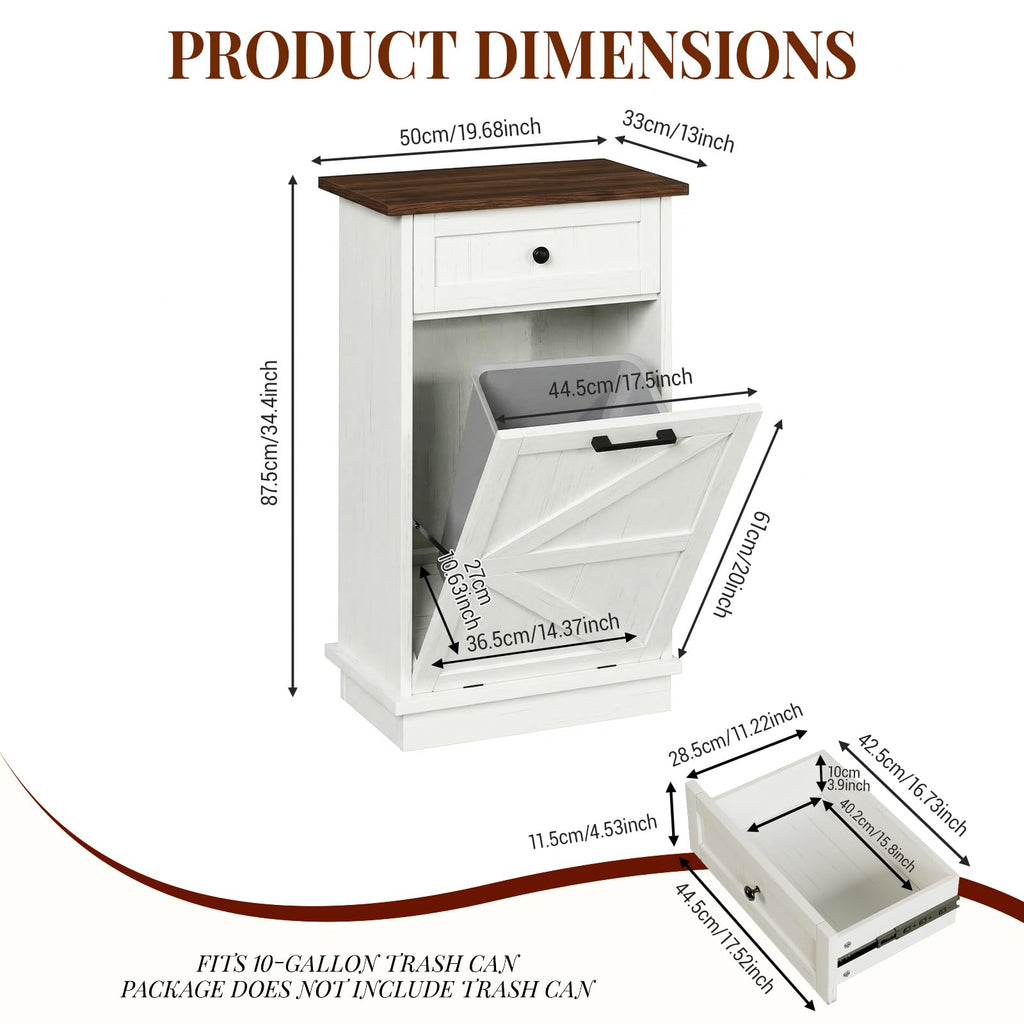 10 Gallon Tilt Out Trash Cabinet with Storage Drawer X907