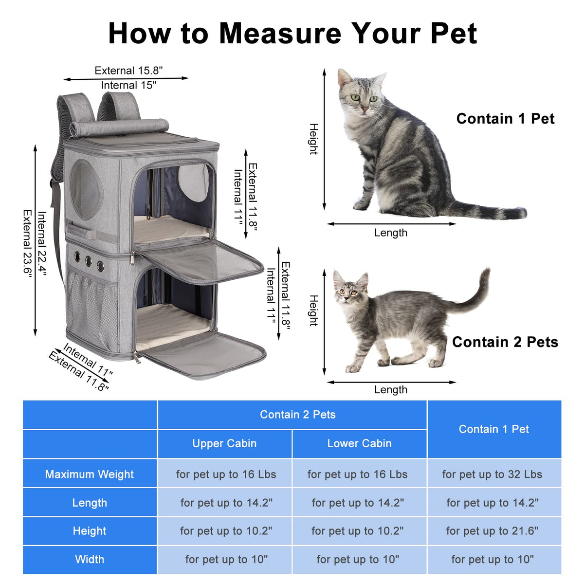 Extra Large Double Pet Carrier Backpack V684