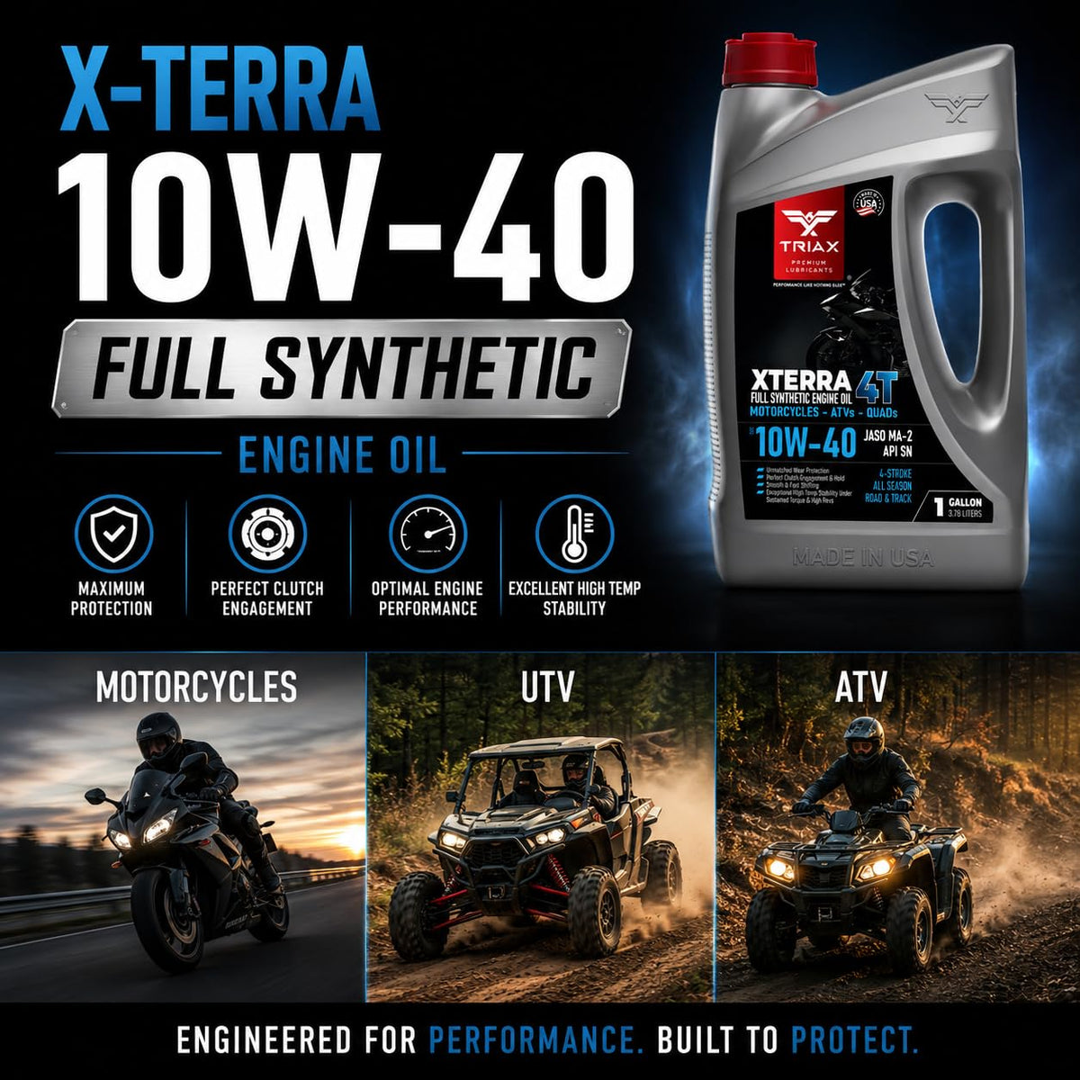10W-40 Full Synthetic 4 Stroke Engine Oil 1 Gallon X8740