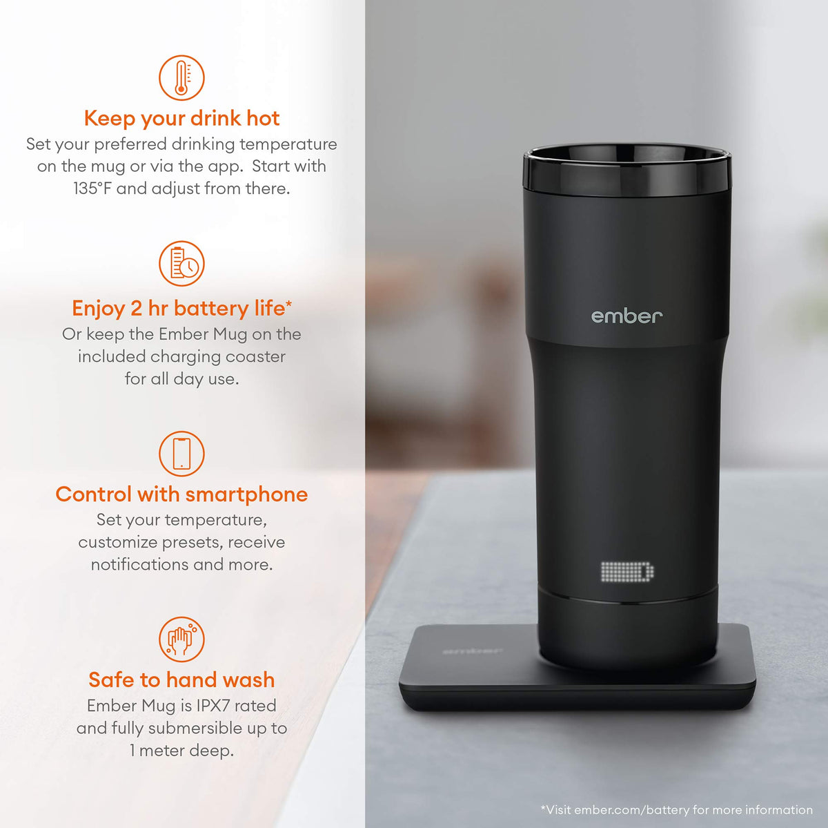 Black 12 Ounce Temperature Control Travel Mug U408