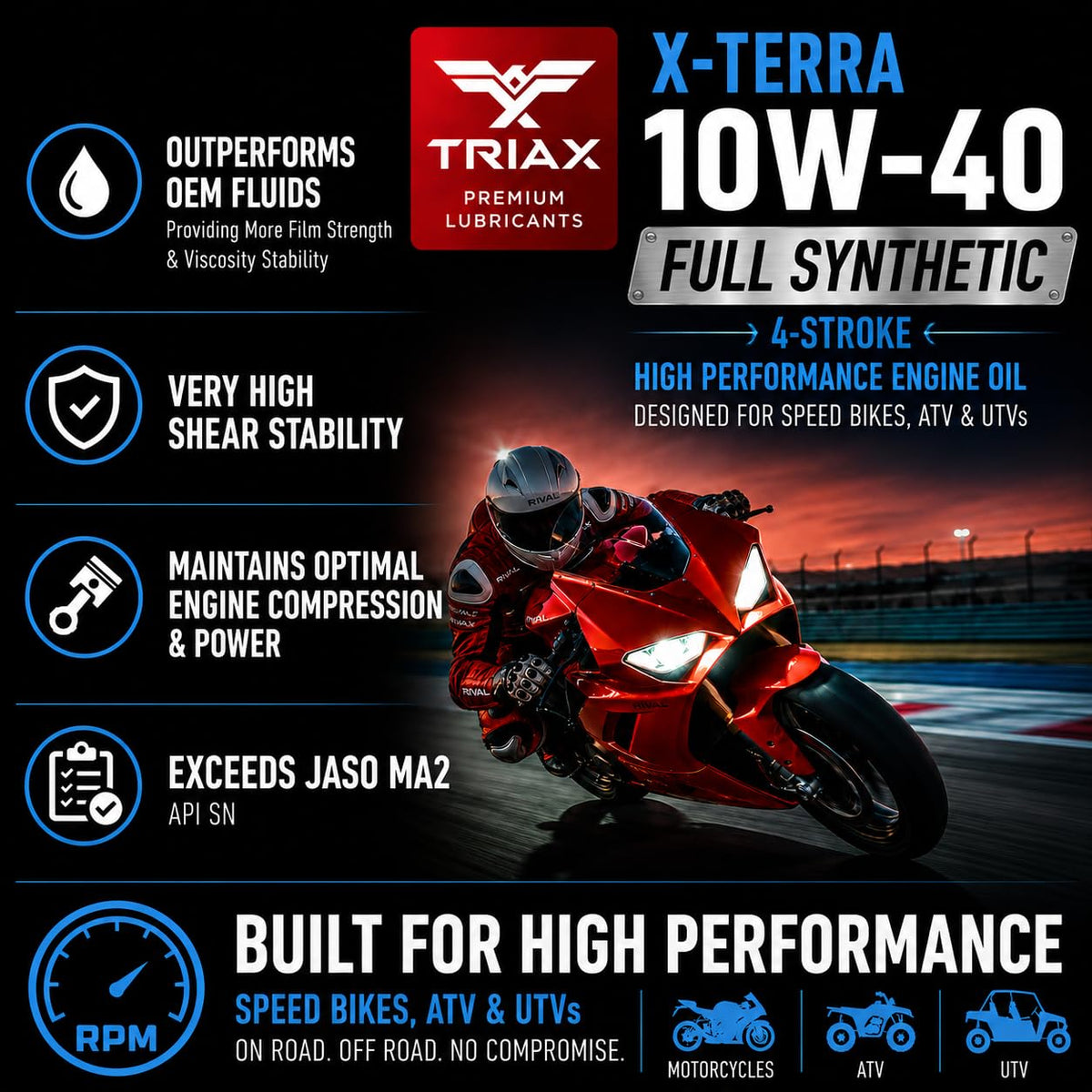 10W-40 Full Synthetic 4 Stroke Engine Oil 1 Gallon X8740