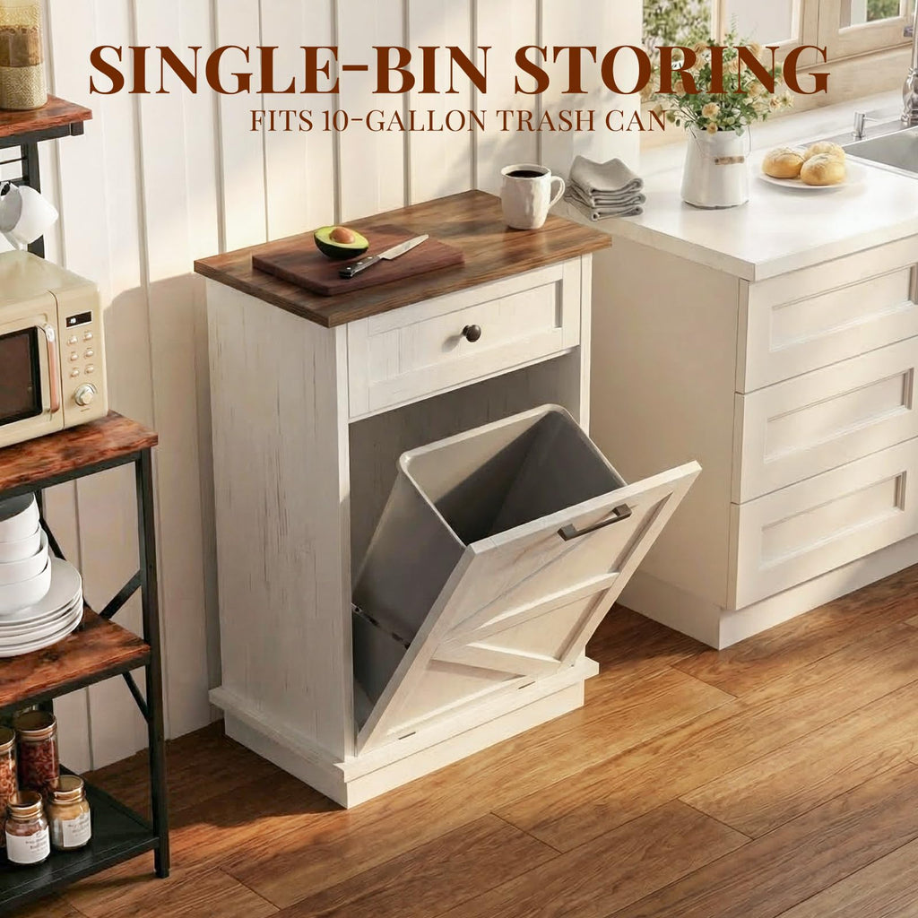 10 Gallon Tilt Out Trash Cabinet with Storage Drawer X907
