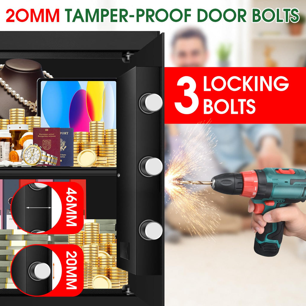 3.3 Cuft Water and Fireproof Safe with Digital Keypad & Key Lock N10955