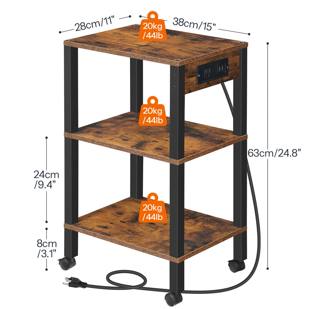 3-Tier Printer Stand with Charging Station and Storage Shelves M143