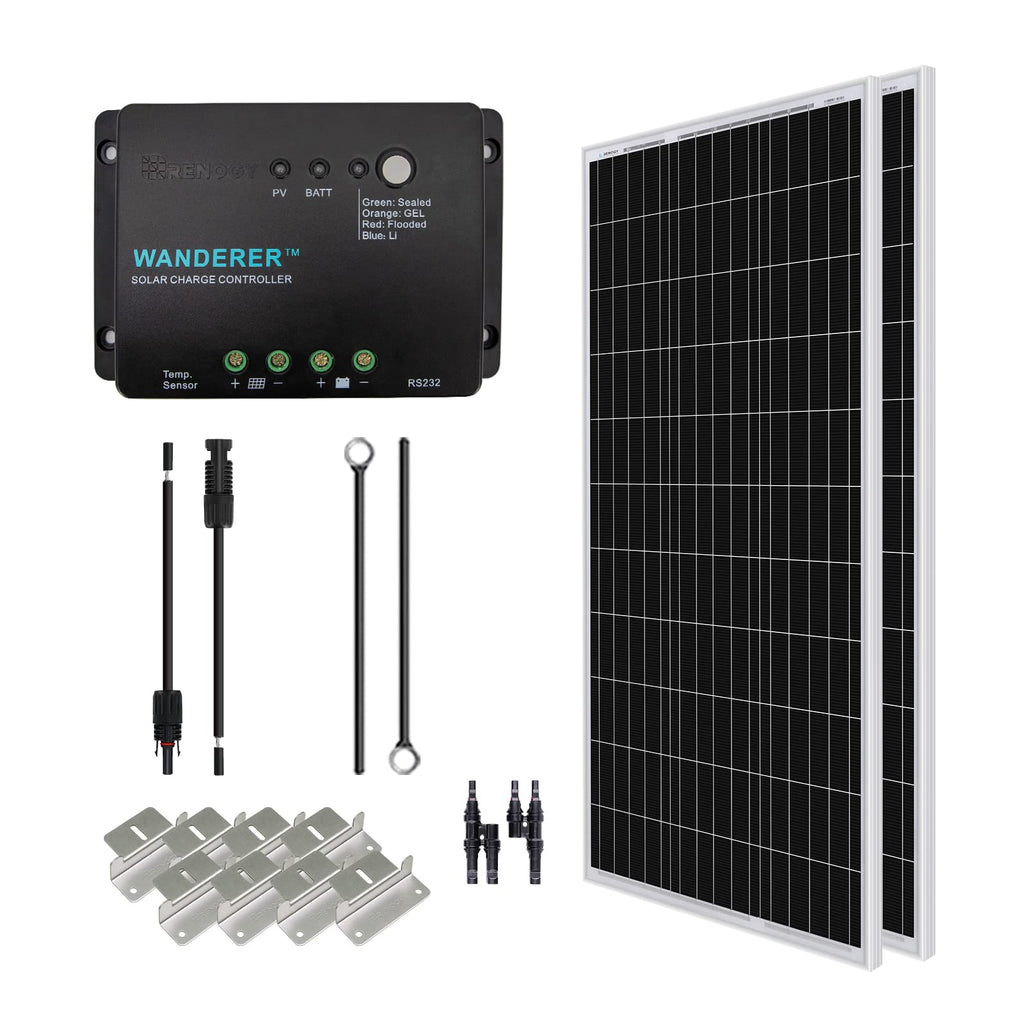200 Watt 12 Volt Monocrystalline Solar Panel Starter Kit & 2000W Pure Sine Wave Inverter O247340