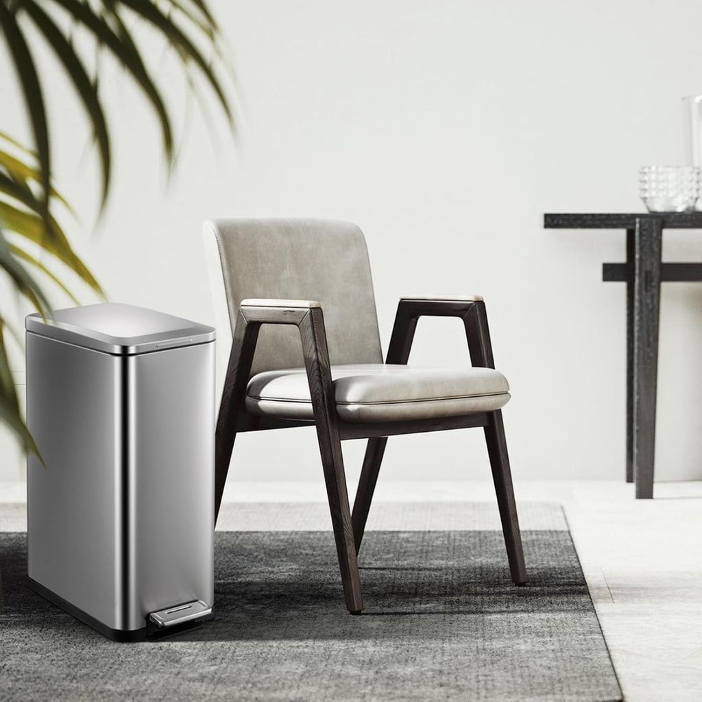 50L Slim Stainless Steel Step Trash Can with Soft-Close Lid D212