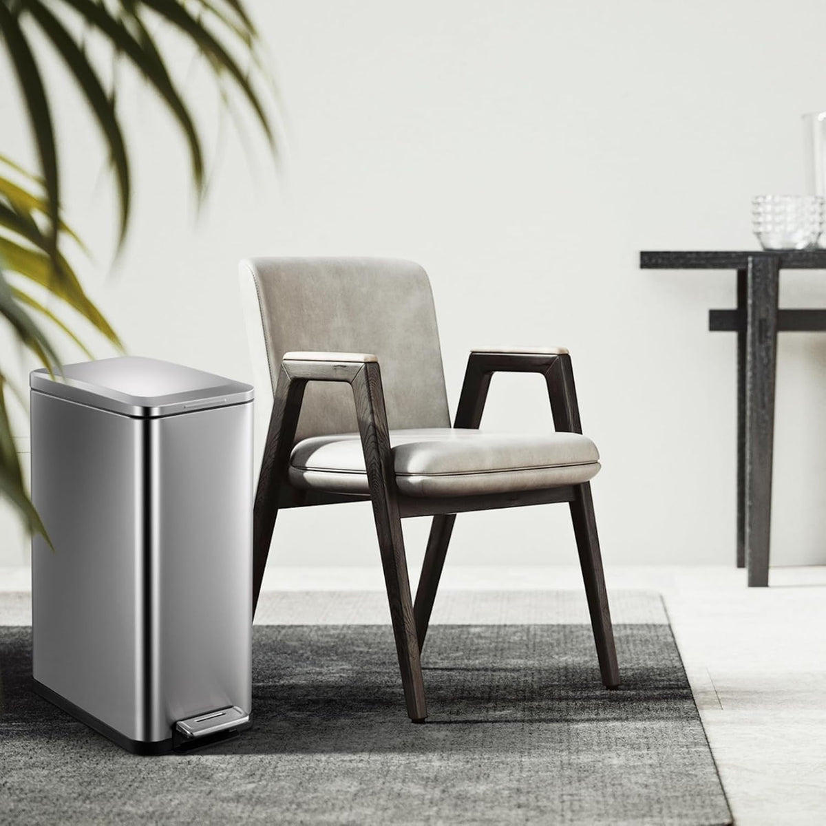 50L Slim Stainless Steel Step Trash Can with Soft-Close Lid D212