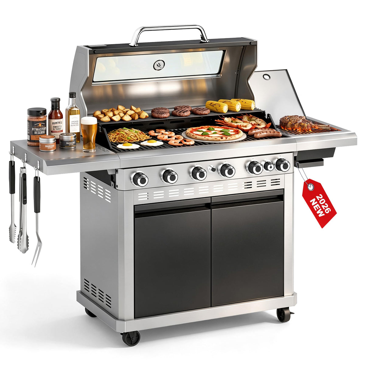 6 Burner Propane Gas Grill with Infrared Side Burner Z714