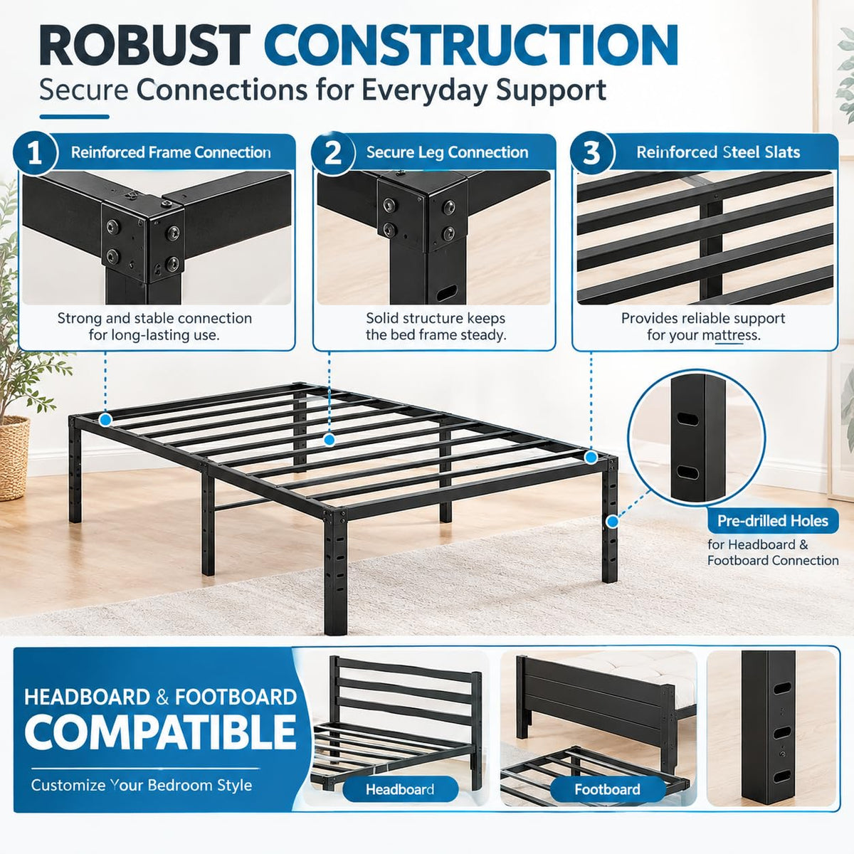 Queen Size Metal Platform Bed Frame H51645