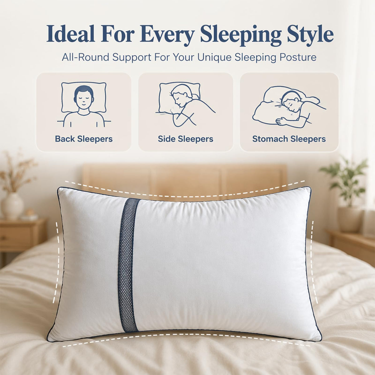 King Size Set of 2 Down Alternative Bed Pillows Q8229