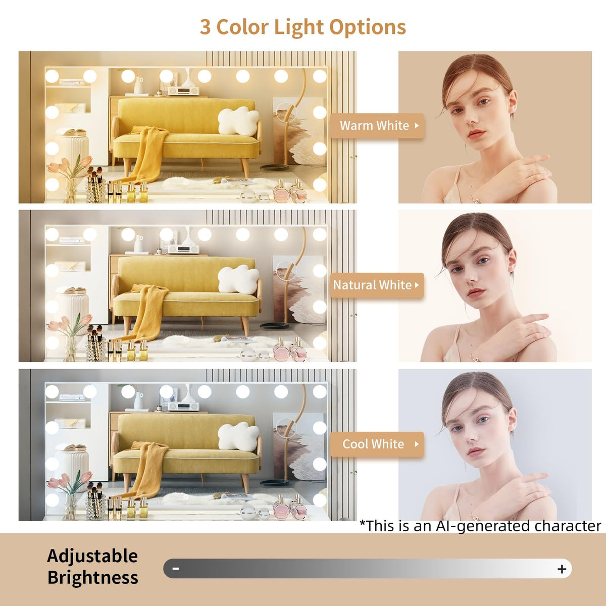 Vanity with Lighted Mirror W42417