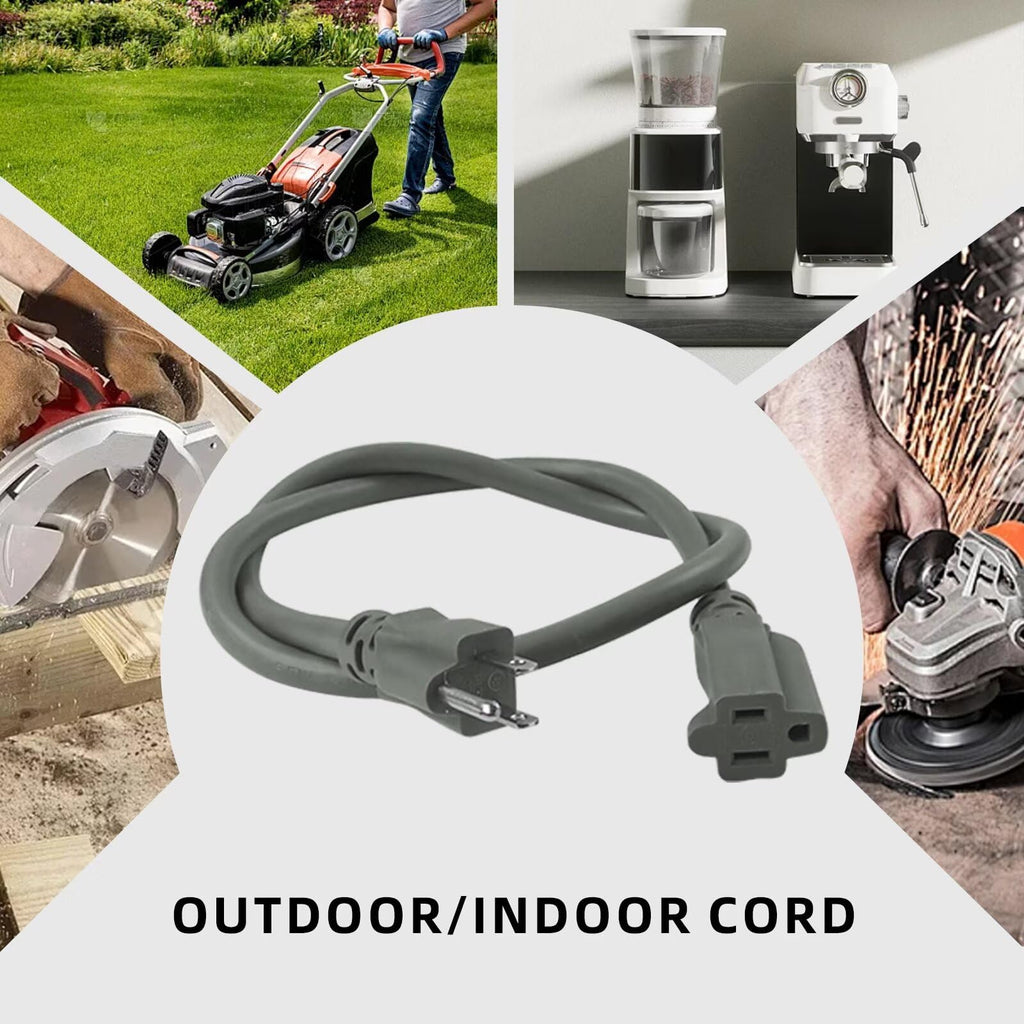 100ft Indoor Outdoor Extension Cord 12/3 SJTW Heavy Duty 15Amp 1875W Gray X120255