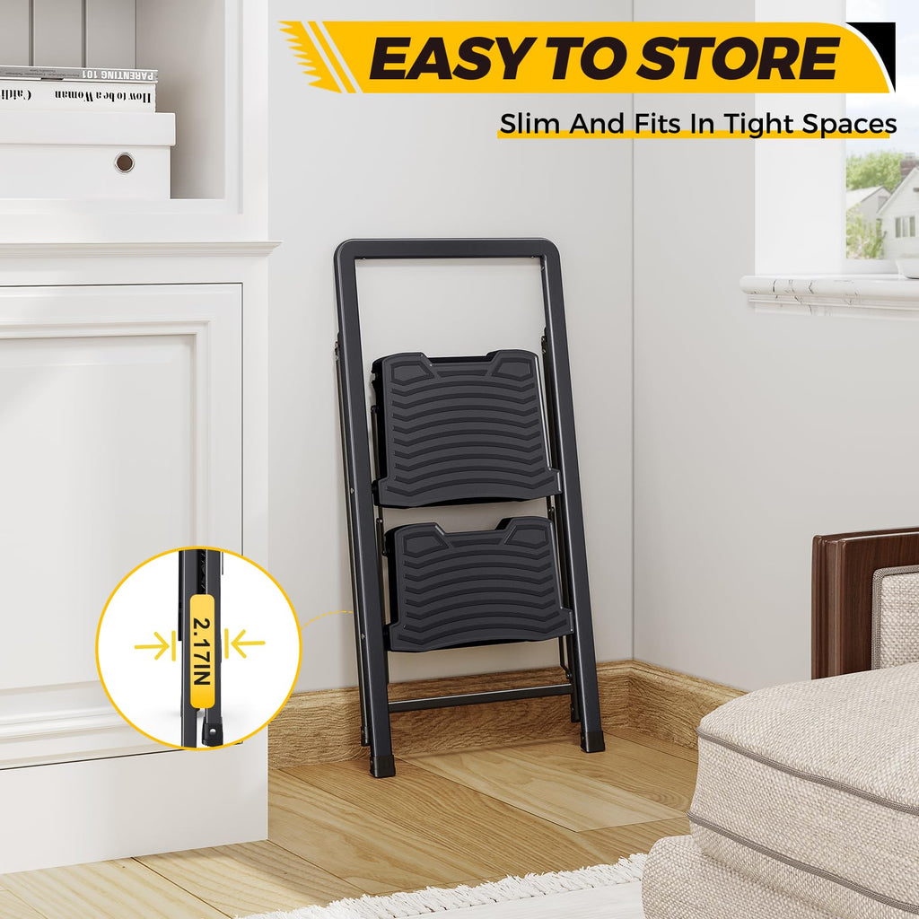 2 Folding Steel Step Ladder with Handrail C253