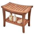 Teak Shower Bench Stool with Shelf P19114