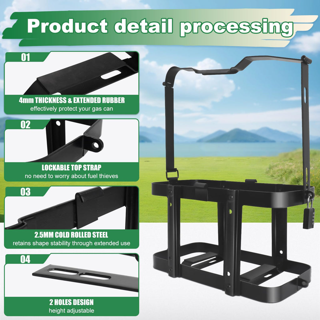 Gas Can Holder Rack with Combination Lock, 5 Gallon Y5709