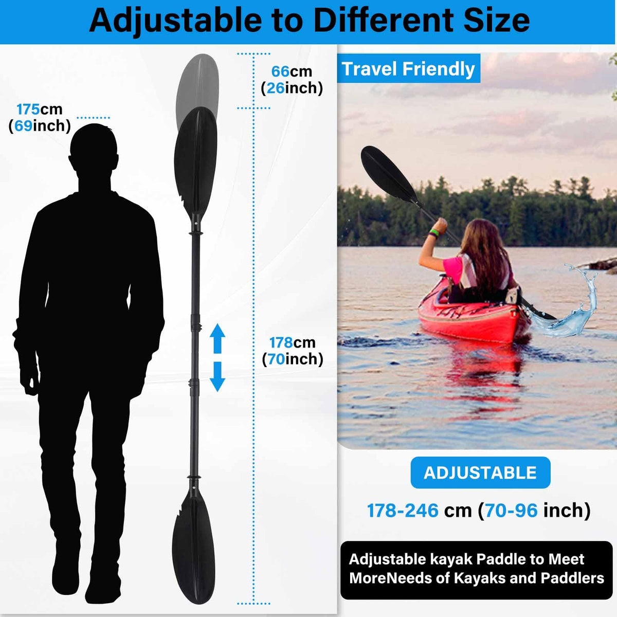 Adjustable Kayak Paddle with Drip Loop J16331