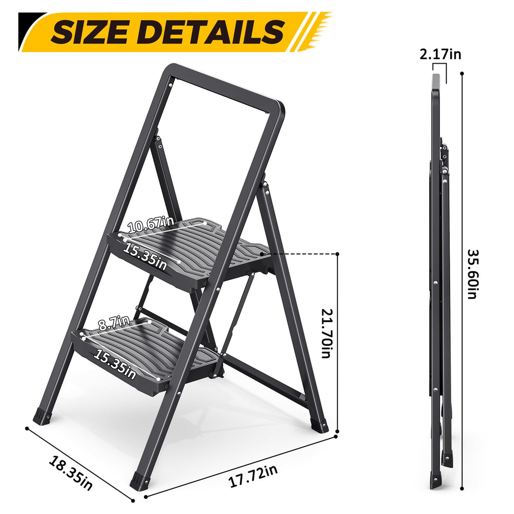 2 Folding Steel Step Ladder with Handrail C253