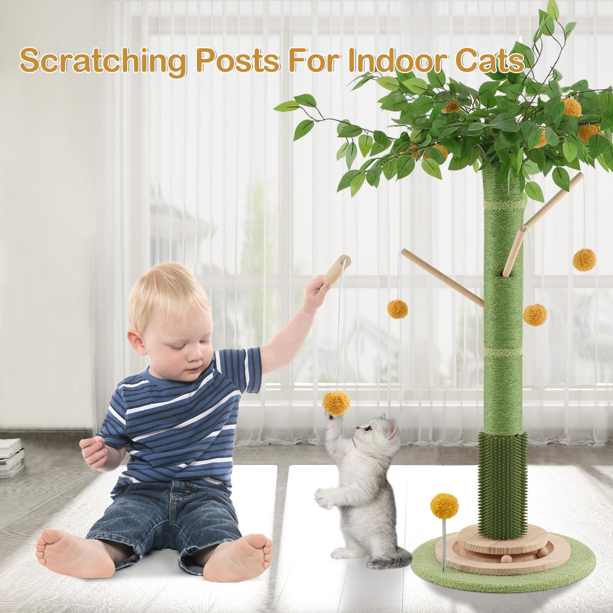46" Tall Natural Sisal Cat Scratching Post R2018