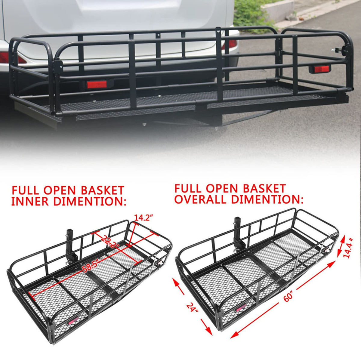 Heavy Duty Folding Hitch Mount Cargo Carrier 60" x 24" x 14.4" G93931