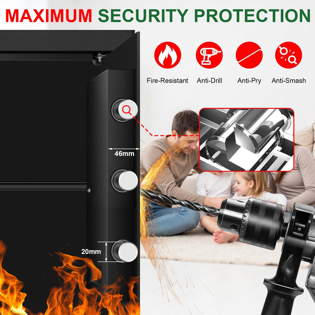 3.3 Cuft Water and Fireproof Safe with Digital Keypad & Key Lock N10955